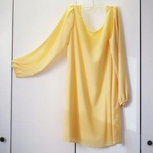 Yellow Long Sleeve Mod Shift Dress, Size S